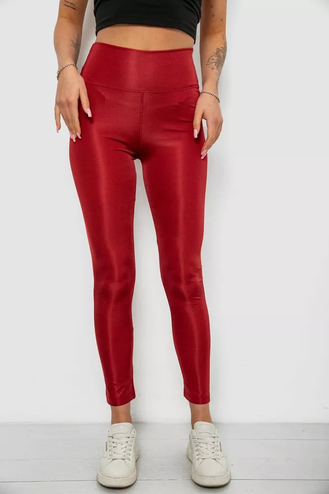 Купити Лосини жіночі однотонні, колір бордовий, 214R155-1 - Фото №1