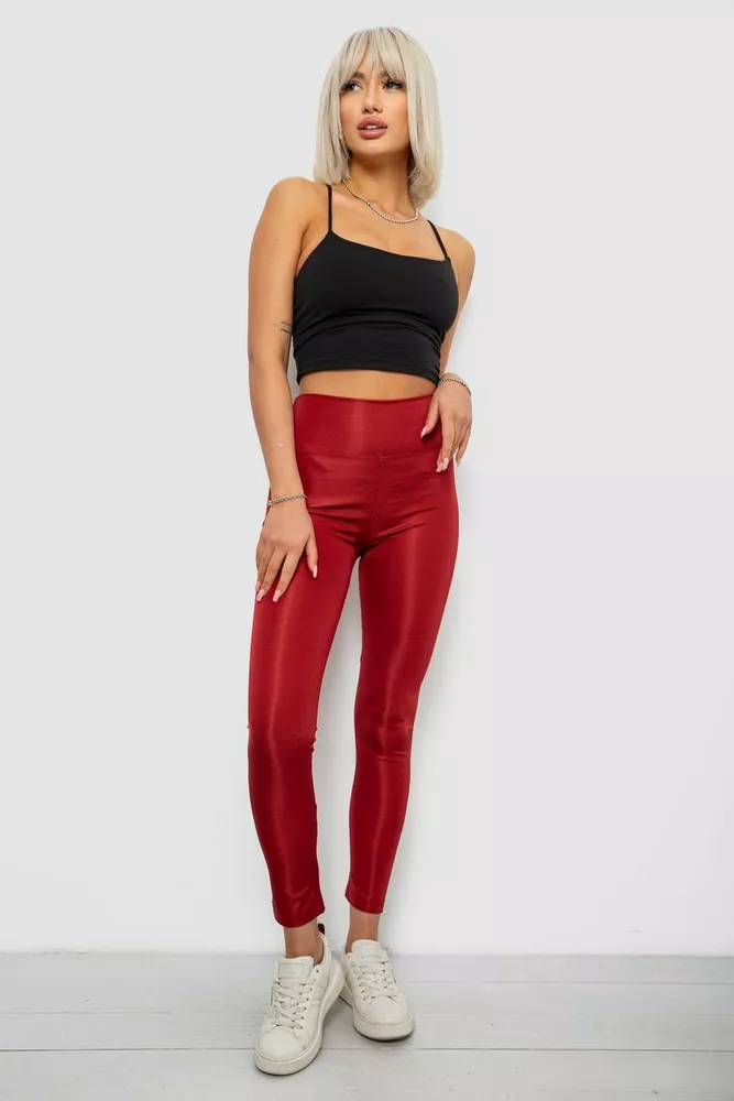 Купити Лосини жіночі однотонні, колір бордовий, 214R155-1 - Фото №2