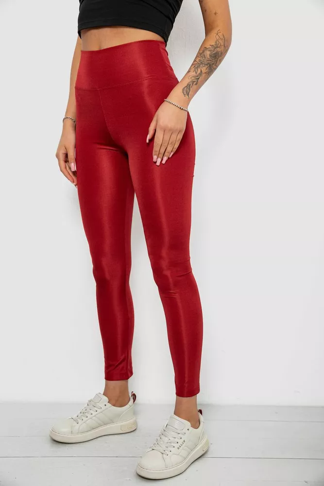 Купити Лосини жіночі однотонні, колір бордовий, 214R155-1 - Фото №3