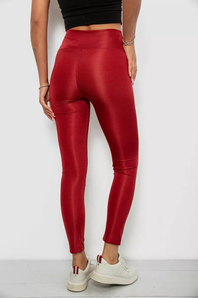 Купити Лосини жіночі однотонні, колір бордовий, 214R155-1 - Фото №4