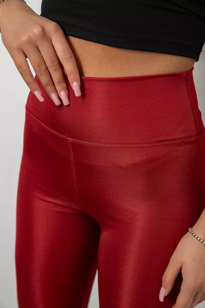 Купити Лосини жіночі однотонні, колір бордовий, 214R155-1 - Фото №5