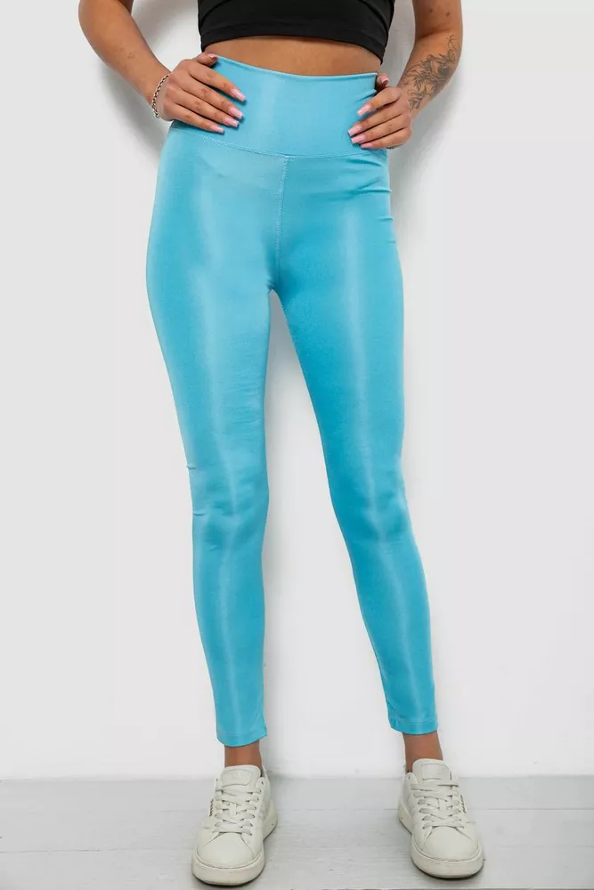 Купити Лосини жіночі однотонні, колір блакитний, 214R155-1 оптом - Фото №1