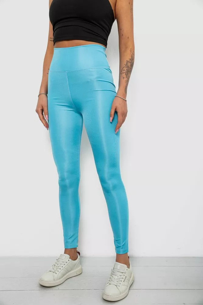 Купити Лосини жіночі однотонні, колір блакитний, 214R155-1 оптом - Фото №3