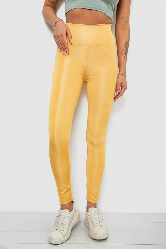 Купити Лосини жіночі однотонні, колір жовтий, 214R155-1 - Фото №1