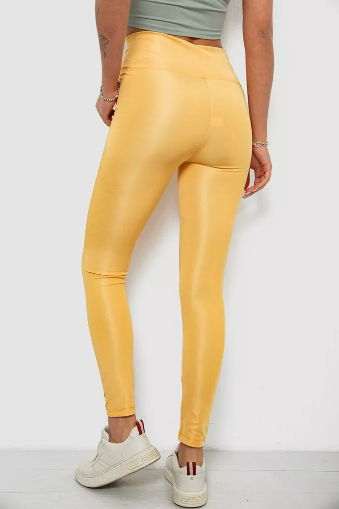 Купити Лосини жіночі однотонні, колір жовтий, 214R155-1 - Фото №4
