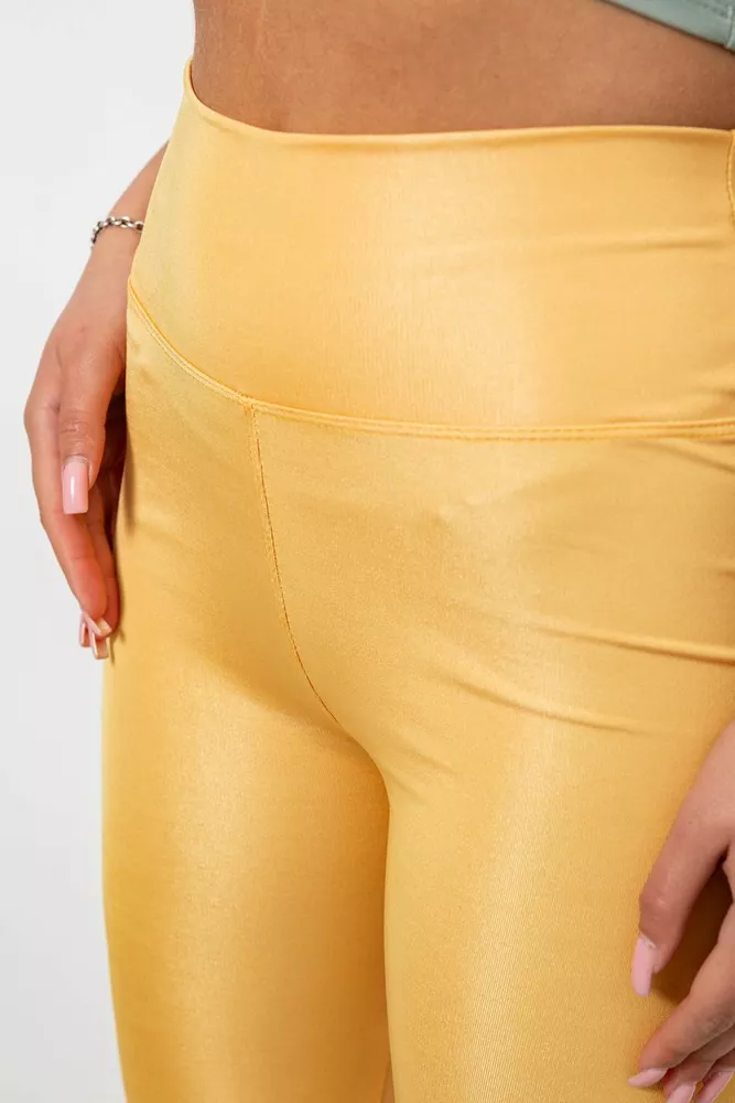 Купити Лосини жіночі однотонні, колір жовтий, 214R155-1 - Фото №5