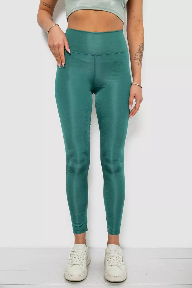 Купити Лосини жіночі однотонні, колір зелений, 214R155-1 - Фото №1
