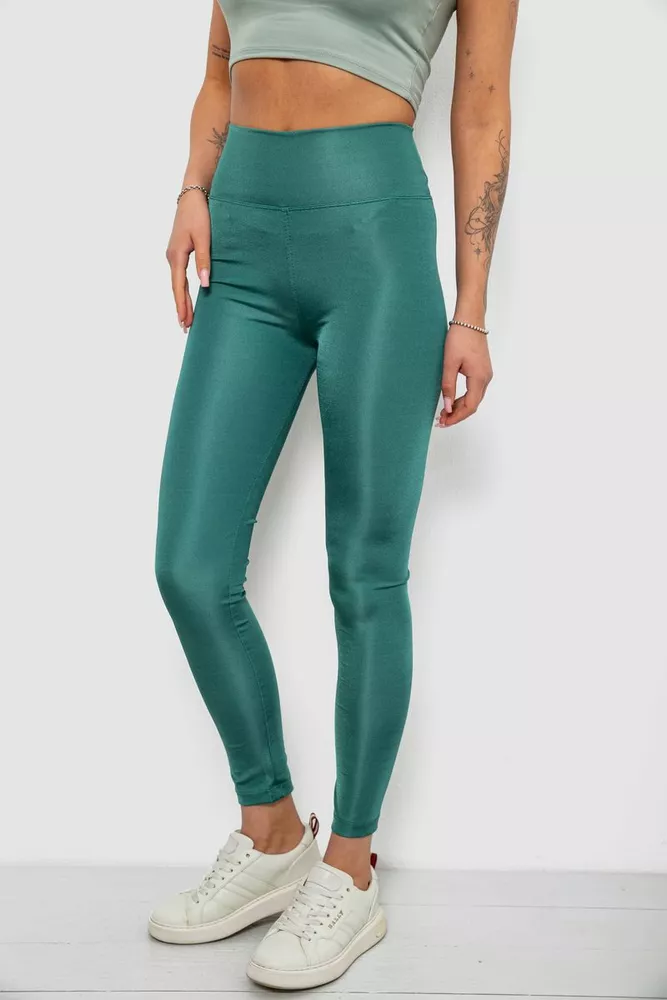 Купити Лосини жіночі однотонні, колір зелений, 214R155-1 - Фото №3