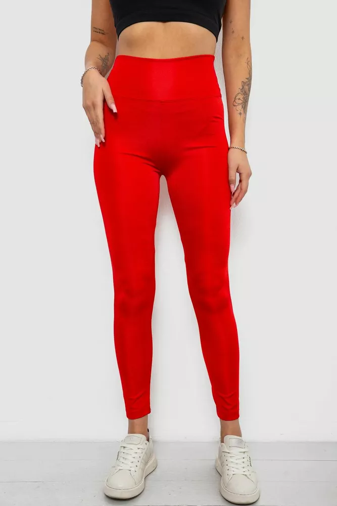 Купити Лосини жіночі однотонні, колір червоний, 214R155-1 - Фото №1