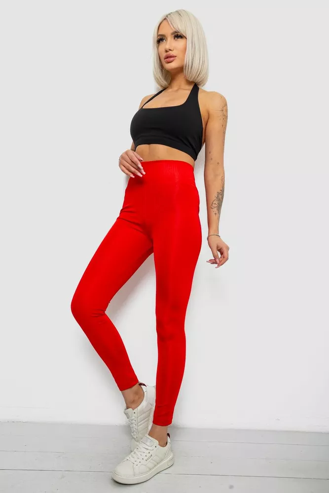Купити Лосини жіночі однотонні, колір червоний, 214R155-1 - Фото №2