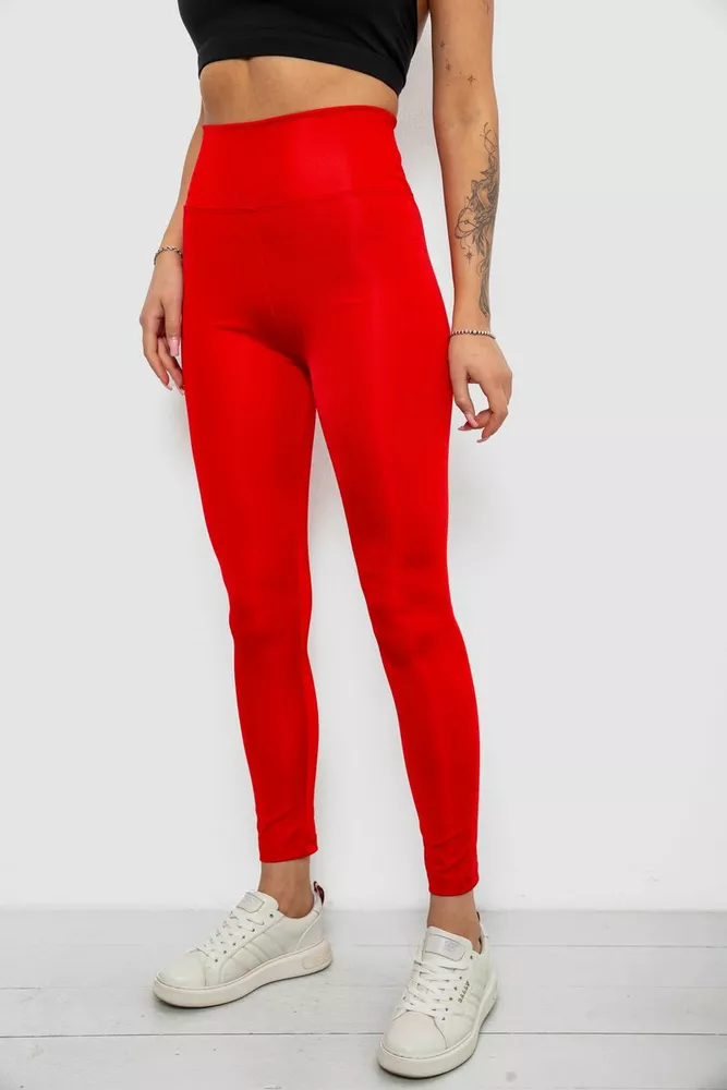 Купити Лосини жіночі однотонні, колір червоний, 214R155-1 - Фото №3
