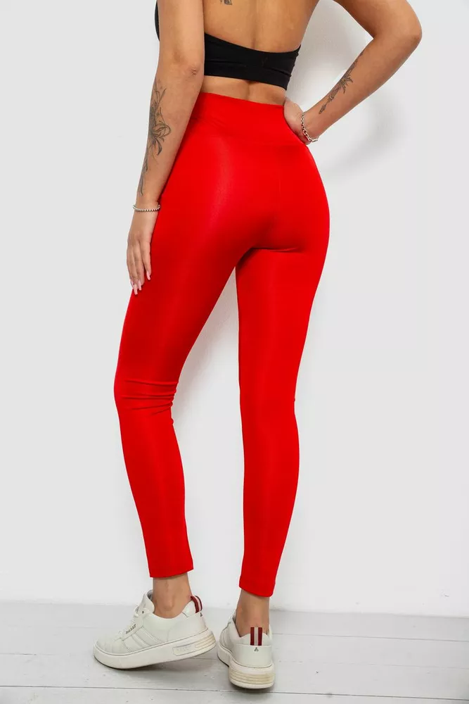 Купити Лосини жіночі однотонні, колір червоний, 214R155-1 - Фото №4