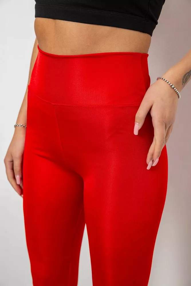 Купити Лосини жіночі однотонні, колір червоний, 214R155-1 - Фото №5
