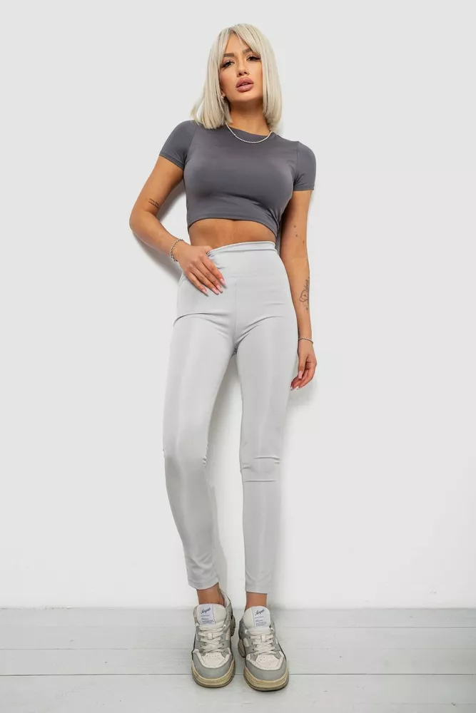 Купить Лосины женские однотонные, цвет серый, 214R155-1 - Фото №2