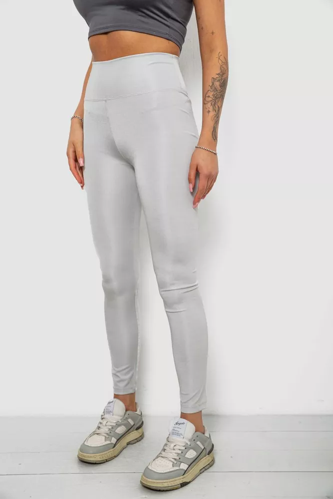 Купить Лосины женские однотонные, цвет серый, 214R155-1 - Фото №3