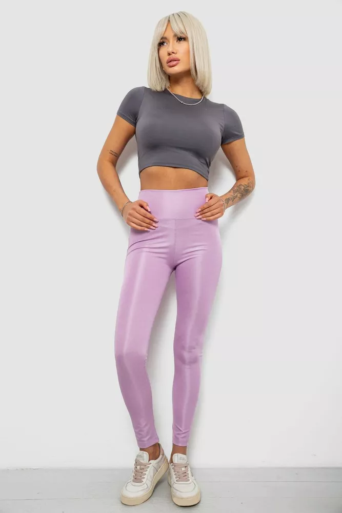 Купити Лосини жіночі однотонні, колір бузковий, 214R155-1 - Фото №2