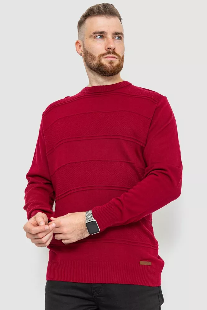 Купити Светр чоловічий однотонний, колір бордовий, 229R2030 - Фото №1