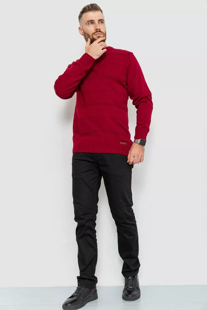 Купити Светр чоловічий однотонний, колір бордовий, 229R2030 - Фото №2