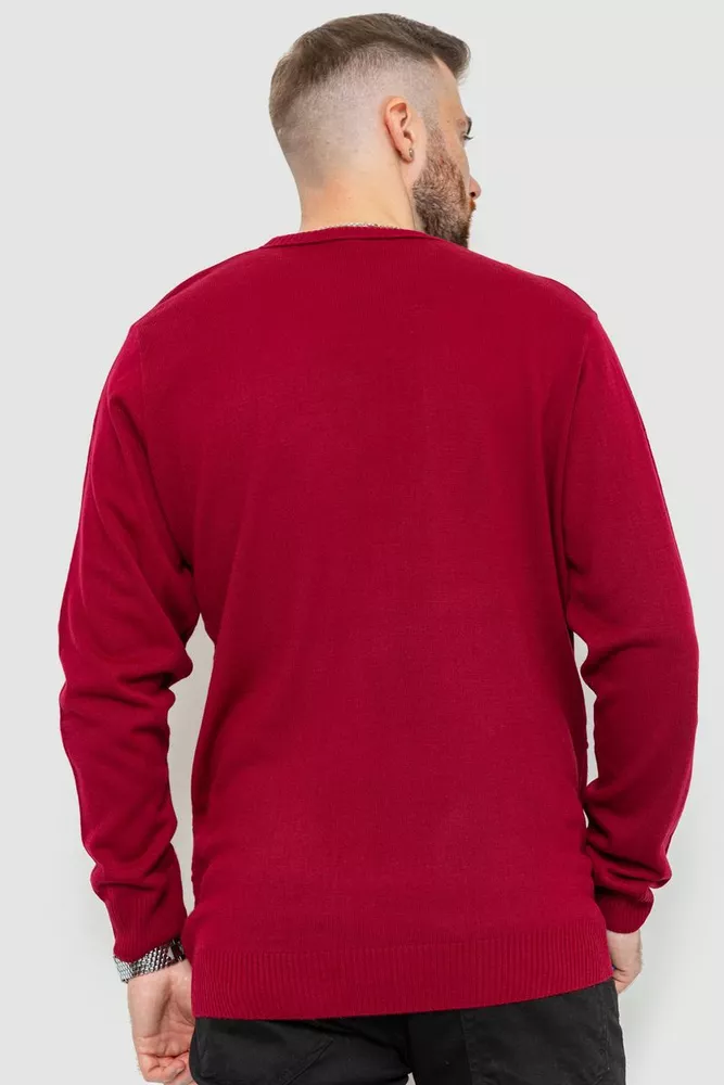 Купити Светр чоловічий однотонний, колір бордовий, 229R2030 - Фото №4