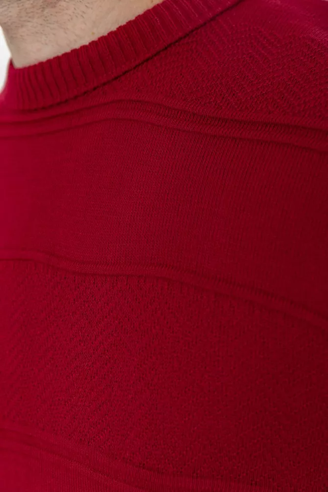 Купити Светр чоловічий однотонний, колір бордовий, 229R2030 - Фото №5