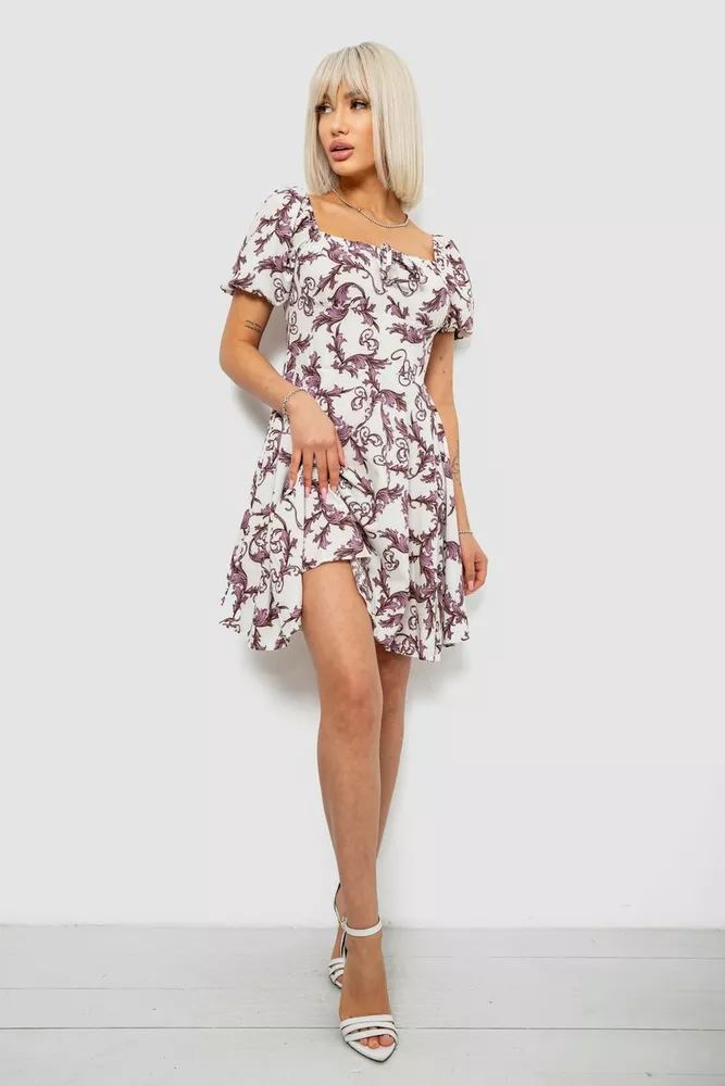 Купить Платье женское с принтом софт, цвет молочный, 257R811-3 - Фото №2