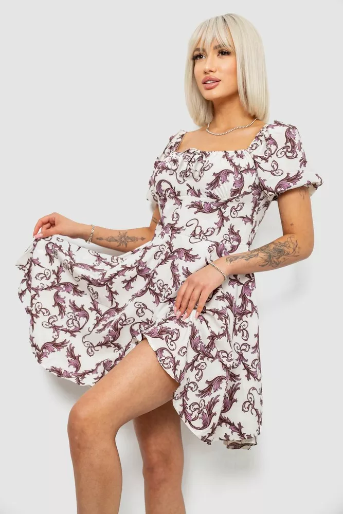 Купить Платье женское с принтом софт, цвет молочный, 257R811-3 - Фото №3