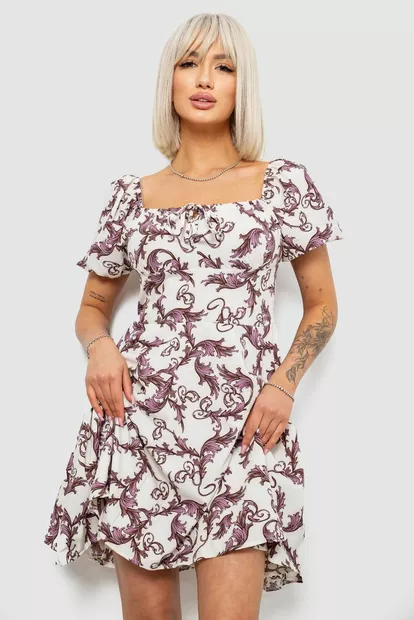 Платье женское с принтом софт, цвет молочный, 257R811-3