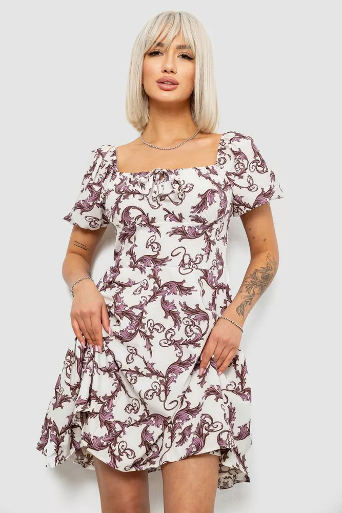 Купить Платье женское с принтом софт, цвет молочный, 257R811-3 - Фото №1