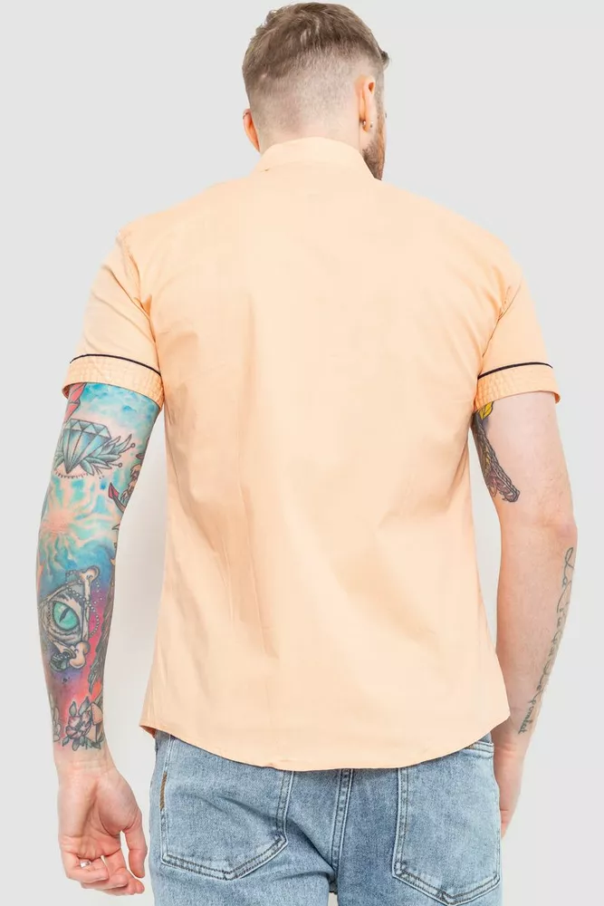 Купити Сорочка чоловіча однотонна, колір персиковий, 186R1079 - Фото №4