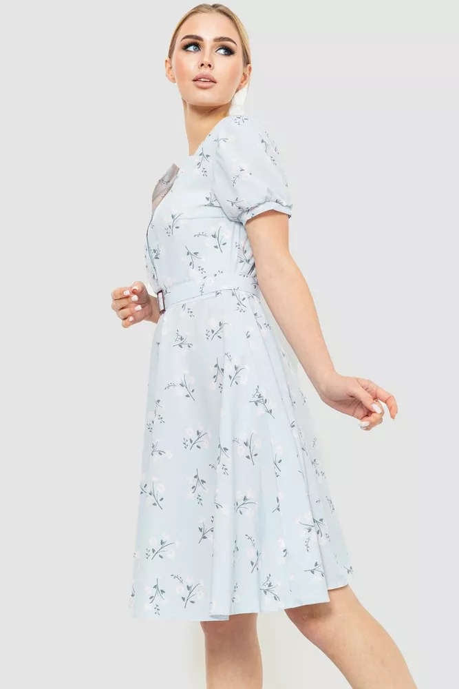 Купити Сукня з поясом, колір сіро-блакитний, 230R1001 - Фото №3