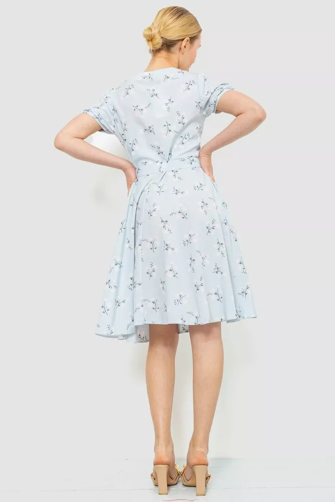 Купити Сукня з поясом, колір сіро-блакитний, 230R1001 - Фото №4