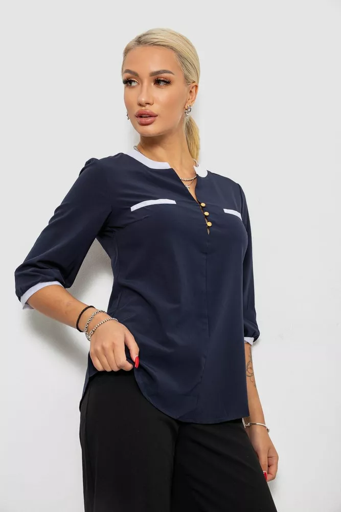 Купить Блуза классическая   -уценка, цвет темно-синий, 230R051-U-8 - Фото №3