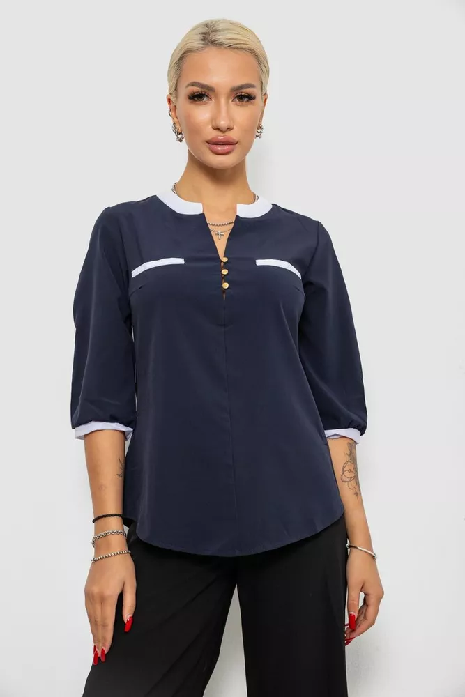 Купить Блуза классическая   -уценка, цвет темно-синий, 230R051-U-8 - Фото №1