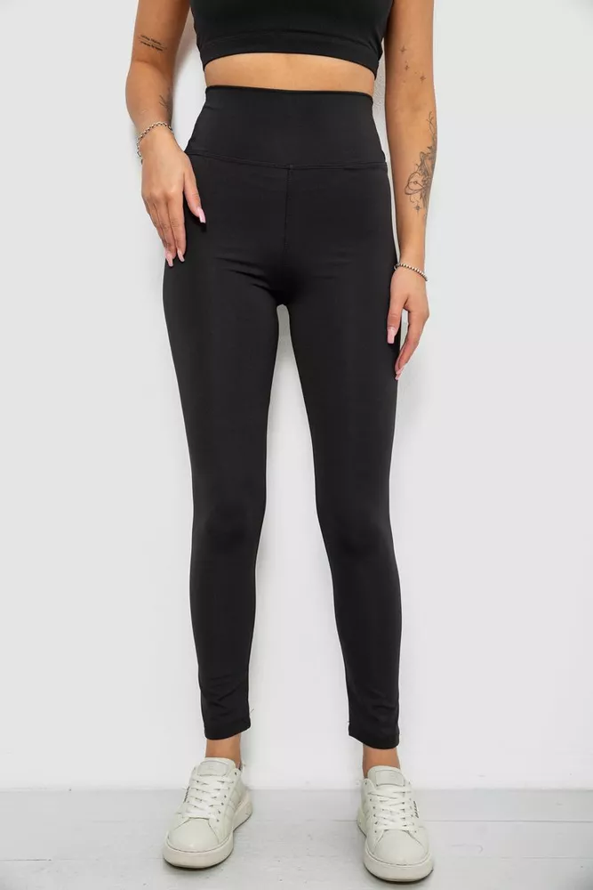 Купити Лосини жіночі однотонні, колір чорний, 214R155 оптом - Фото №1