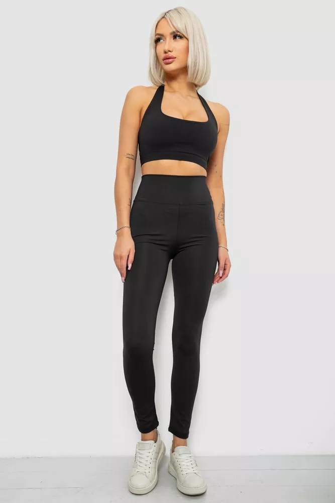 Купити Лосини жіночі однотонні, колір чорний, 214R155 оптом - Фото №2