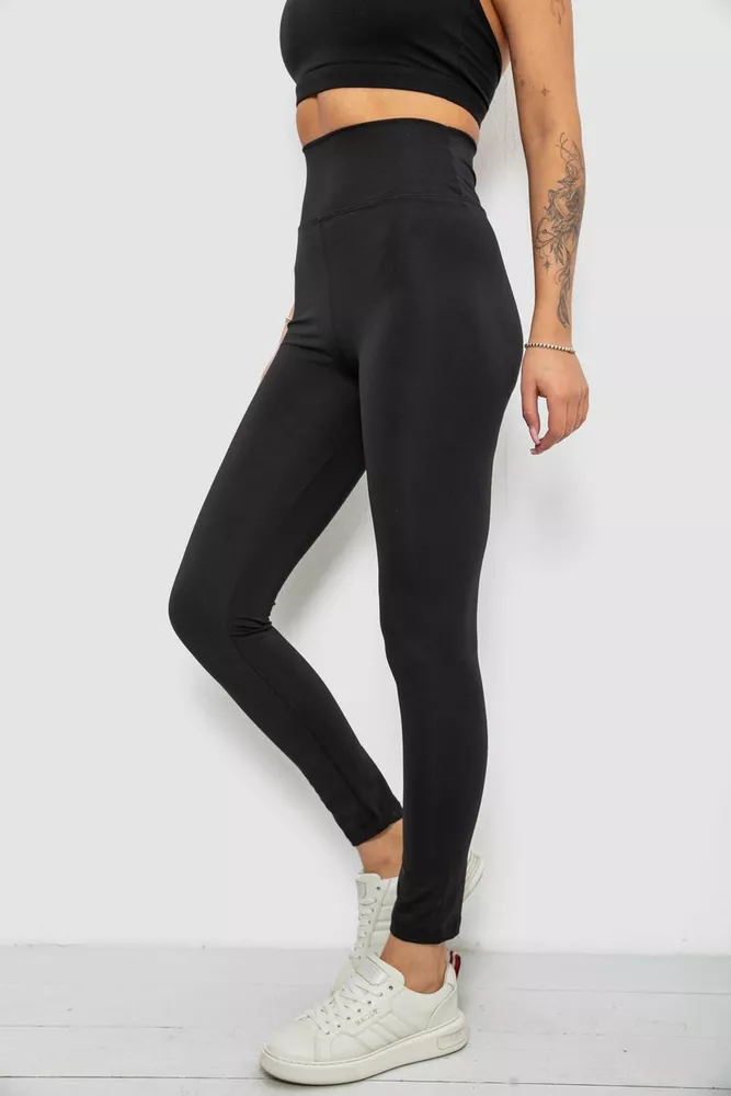 Купити Лосини жіночі однотонні, колір чорний, 214R155 оптом - Фото №3