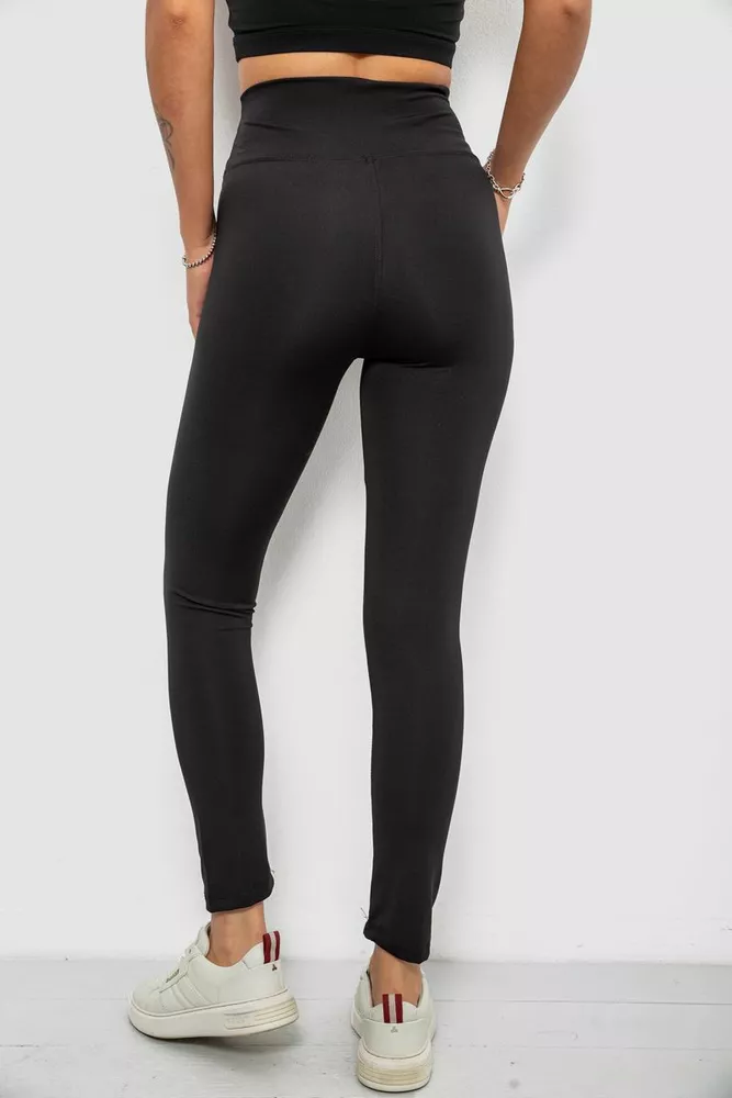 Купити Лосини жіночі однотонні, колір чорний, 214R155 оптом - Фото №4