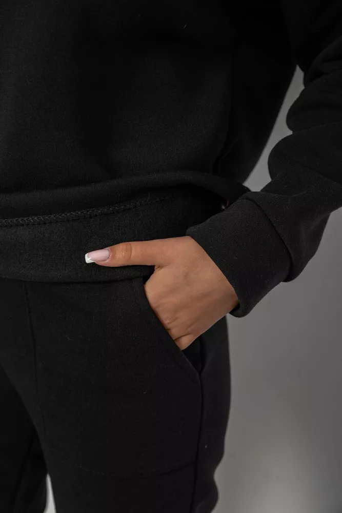 Купить Спортивный костюм женский на флисе, цвет черный, 257R88 - Фото №5