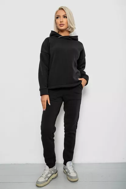 Спортивный костюм женский на флисе, цвет черный, 257R88