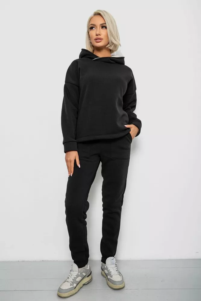 Купить Спортивный костюм женский на флисе, цвет черный, 257R88 - Фото №1