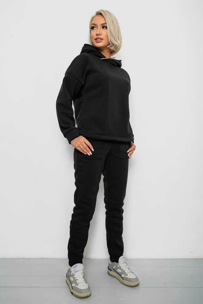 Купить Спортивный костюм женский на флисе, цвет черный, 257R88 - Фото №3