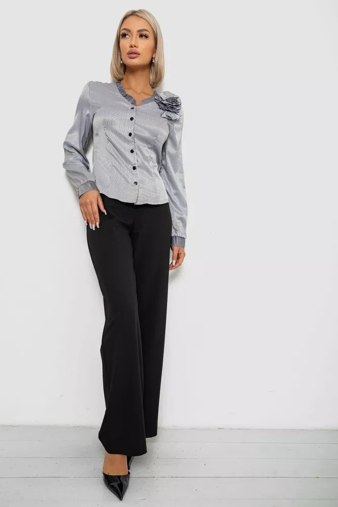 Купить Блуза классическая в полоску с   -уценка, цвет черно-белый, 230R067-U-2 - Фото №2