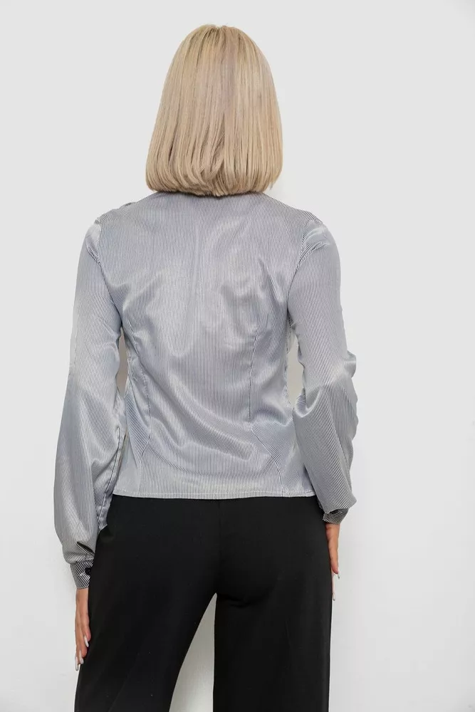 Купить Блуза классическая в полоску с   -уценка, цвет черно-белый, 230R067-U-2 - Фото №4