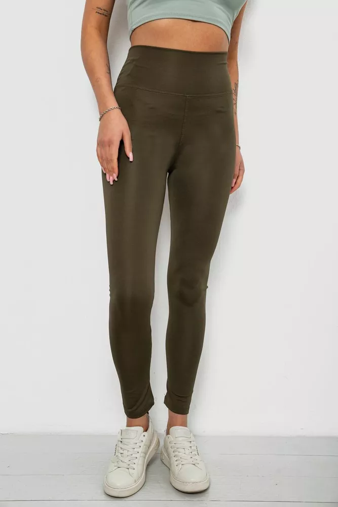 Купити Лосини жіночі однотонні, колір хакі, 214R155 - Фото №1