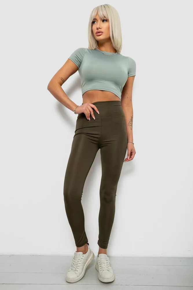 Купити Лосини жіночі однотонні, колір хакі, 214R155 - Фото №2