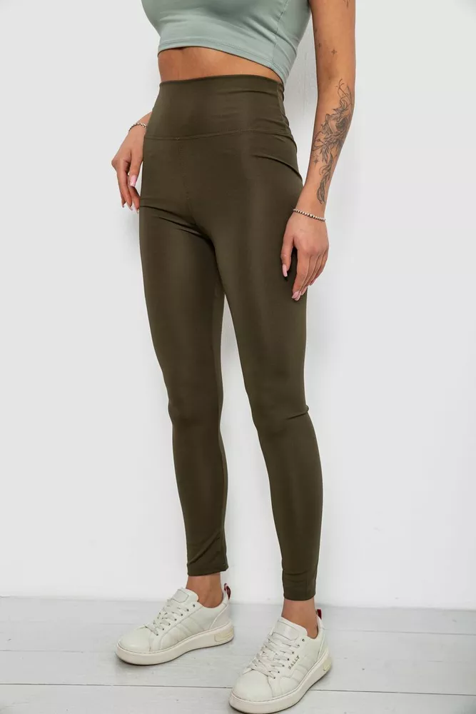 Купити Лосини жіночі однотонні, колір хакі, 214R155 - Фото №3