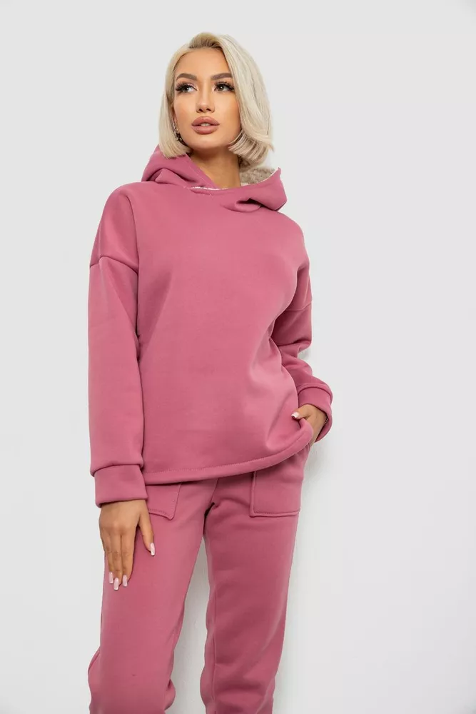 Купить Спортивный костюм женский на флисе, цвет пудровый, 257R88 - Фото №2