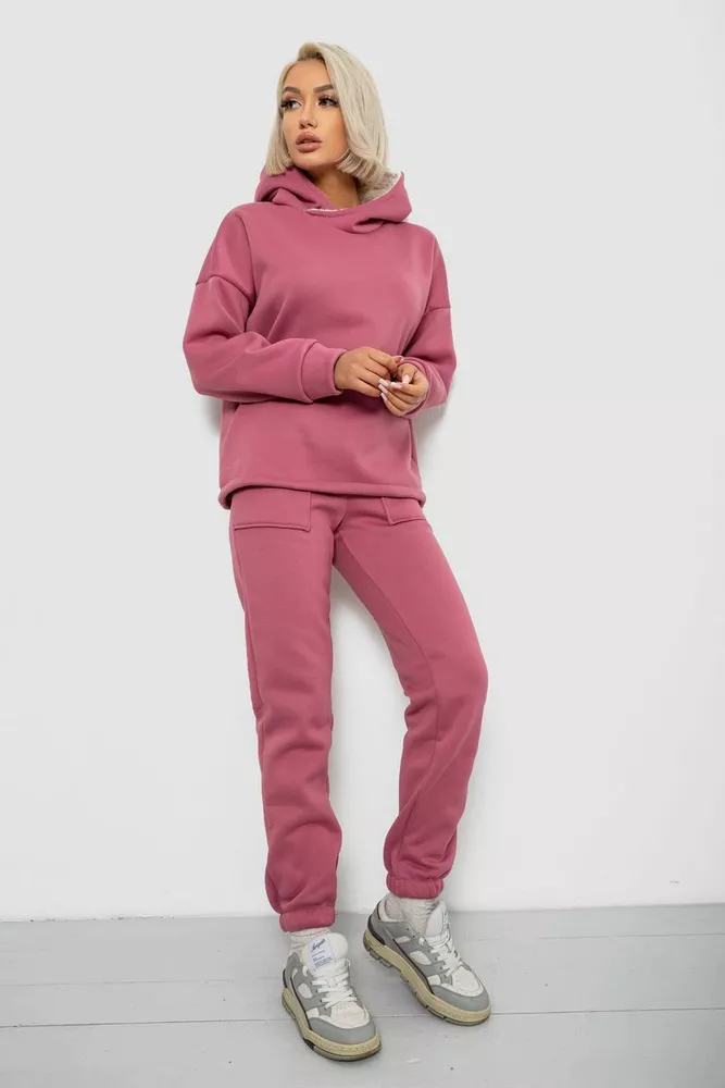 Купить Спортивный костюм женский на флисе, цвет пудровый, 257R88 - Фото №3