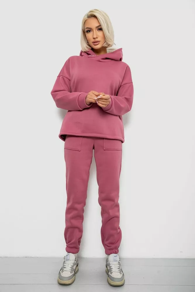 Купить Спортивный костюм женский на флисе, цвет пудровый, 257R88 - Фото №1