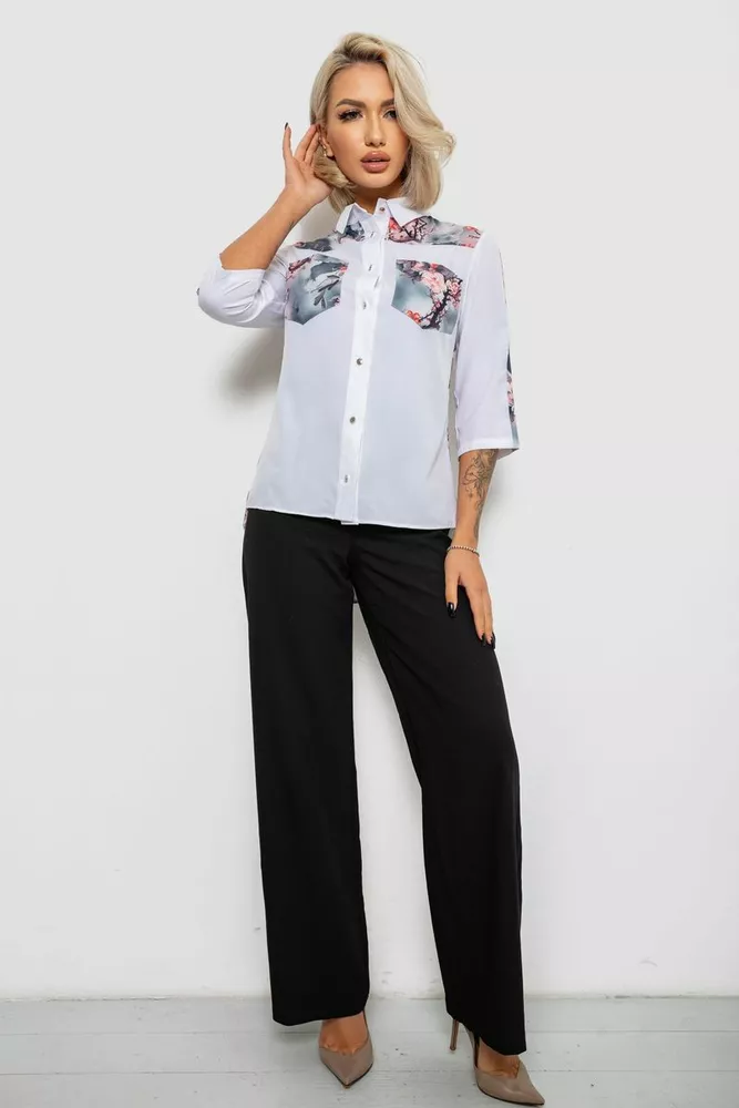 Купить Рубашка классическая с принтом, цвет белый, 230R7212 - Фото №2